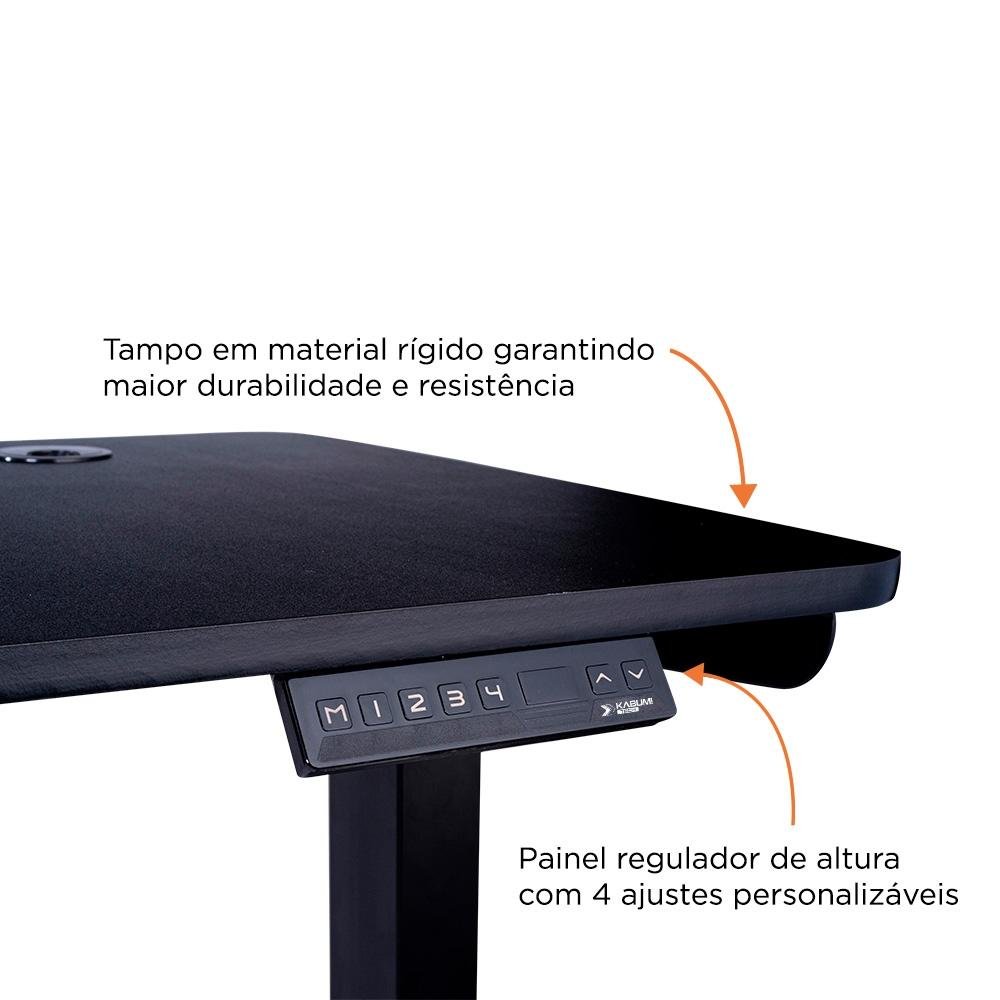 Imagem 2 de 7 do produto Mesa Office KABUM! TECH DT900, Preta com Regulagem de Altura Automática, Memorização 4 Usuários, Anti Esmagamento - KTDT900PT