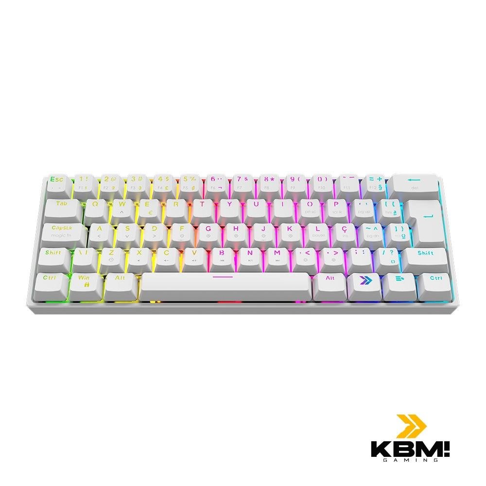 Teclado Mecânico Gamer KBM! GAMING TG600, Branco, 60% e ABNT2, RGB, Switch Gateron Brown - KGTG600BRMA Teclado Mecânico Gamer KBM! GAMING TG600, Branco, 60% e ABNT2, RGB, Switch Gateron Brown - KGTG600BRMA