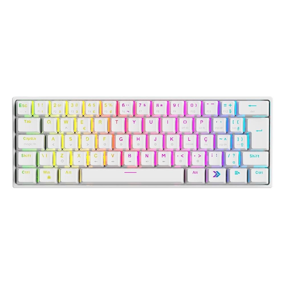 Teclado Mecânico Gamer KBM! GAMING TG600, Branco, 60% e ABNT2, RGB, Switch Gateron Brown - KGTG600BRMA Teclado Mecânico Gamer KBM! GAMING TG600, Branco, 60% e ABNT2, RGB, Switch Gateron Brown - KGTG600BRMA