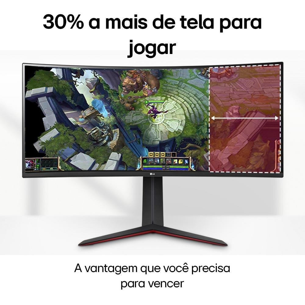 Monitor Gamer Curvo LG UltraGear 34", 2K WQHD, UltraWide, 160Hz, 1ms, FreeSync Premium, HDR10, Som Integrado - 34GP63A-B