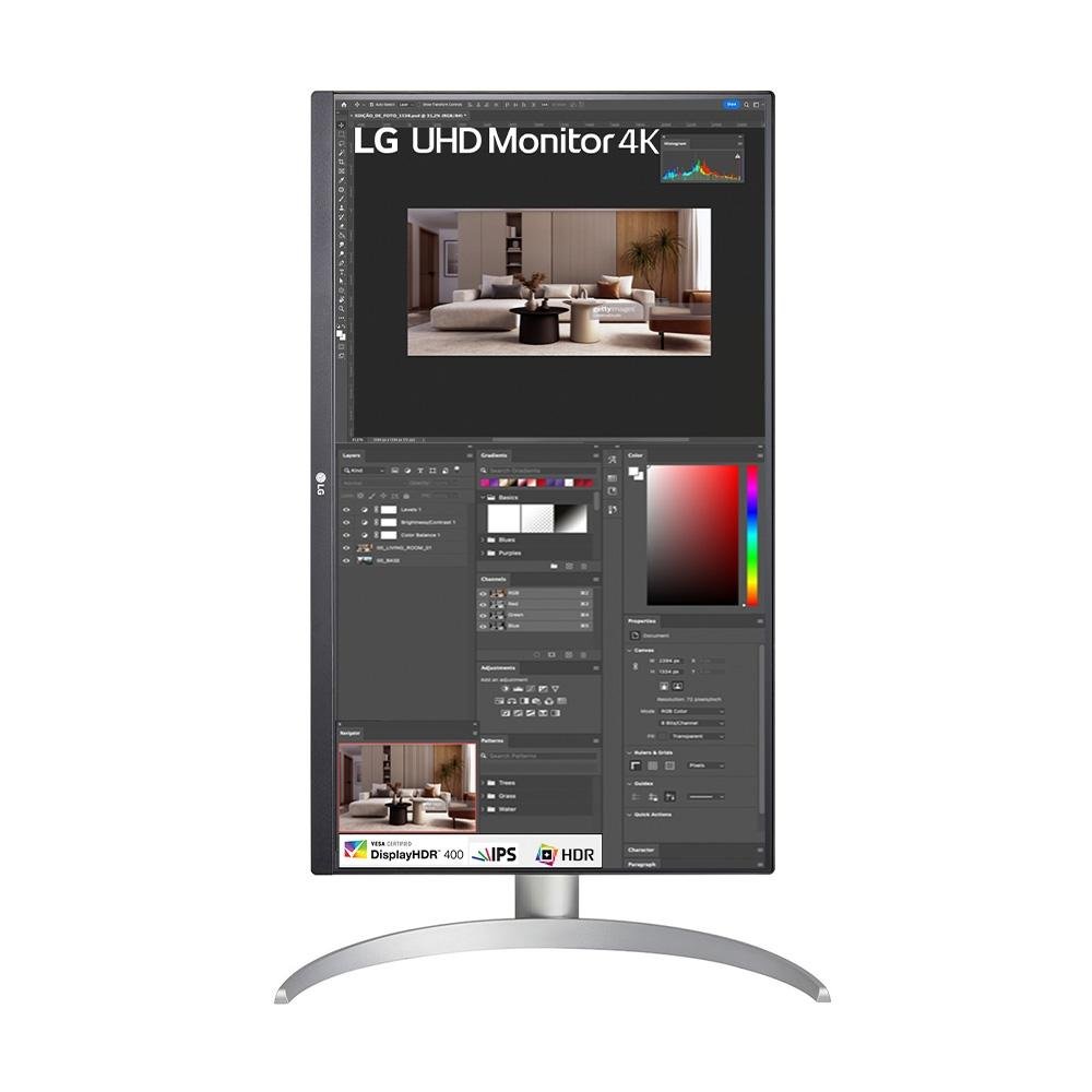 Imagem 9 de 17 do produto Monitor Profissional LG 27", 4K, 60Hz, 5ms, IPS, FreeSync, HDR400, Altura Ajustável - 27UP650-W