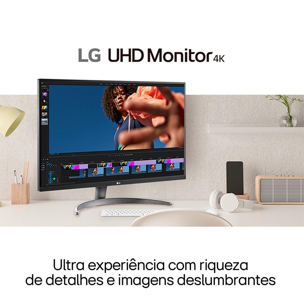 Monitor Profissional LG 27", 4K, 60Hz, 5ms, IPS, FreeSync, HDR400, Altura Ajustável - 27UP650-W Monitor Profissional LG 27", 4K, 60Hz, 5ms, IPS, FreeSync, HDR400, Altura Ajustável - 27UP650-W