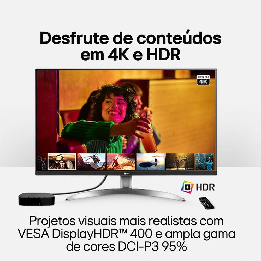 Monitor Profissional LG 27", 4K, 60Hz, 5ms, IPS, FreeSync, HDR400, Altura Ajustável - 27UP650-W Monitor Profissional LG 27", 4K, 60Hz, 5ms, IPS, FreeSync, HDR400, Altura Ajustável - 27UP650-W