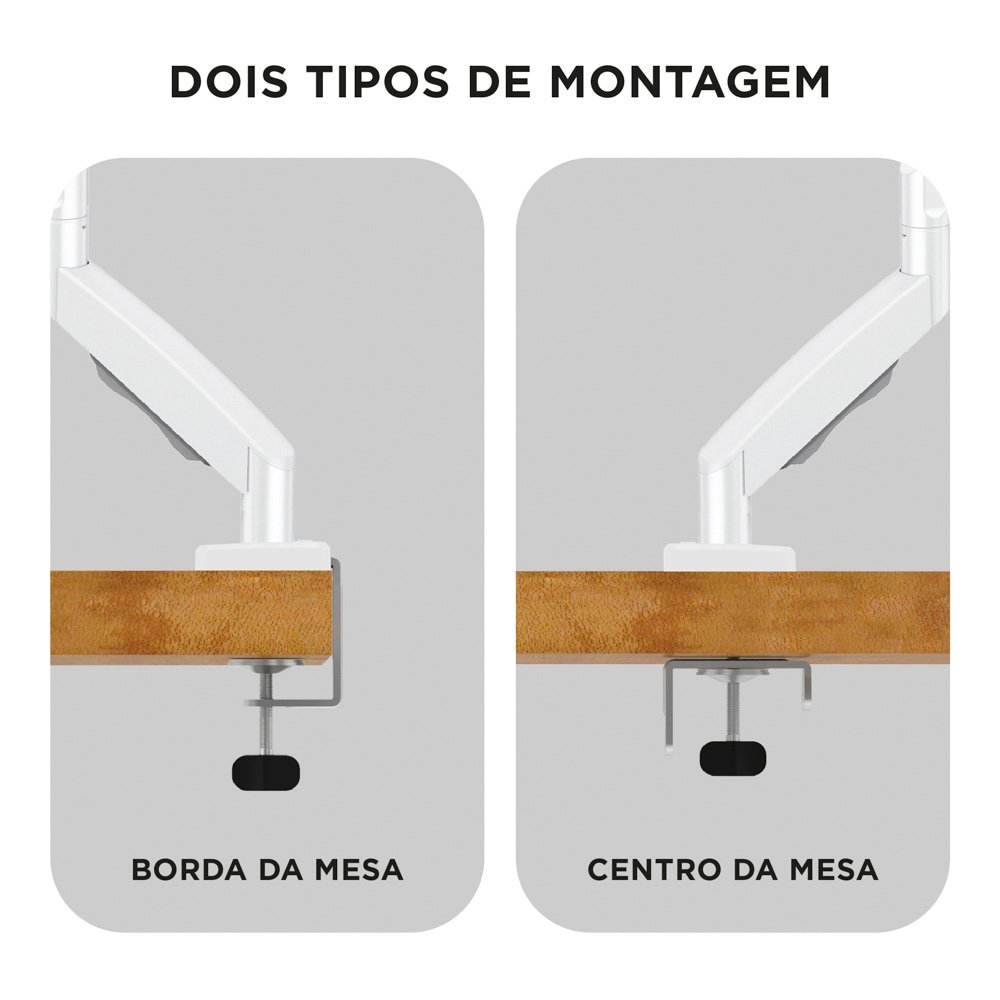Imagem 10 de 12 do produto Suporte de Mesa Articulado para Monitor de 17" a 35" ELG, com Pistão a Gás, Branco - F80W
