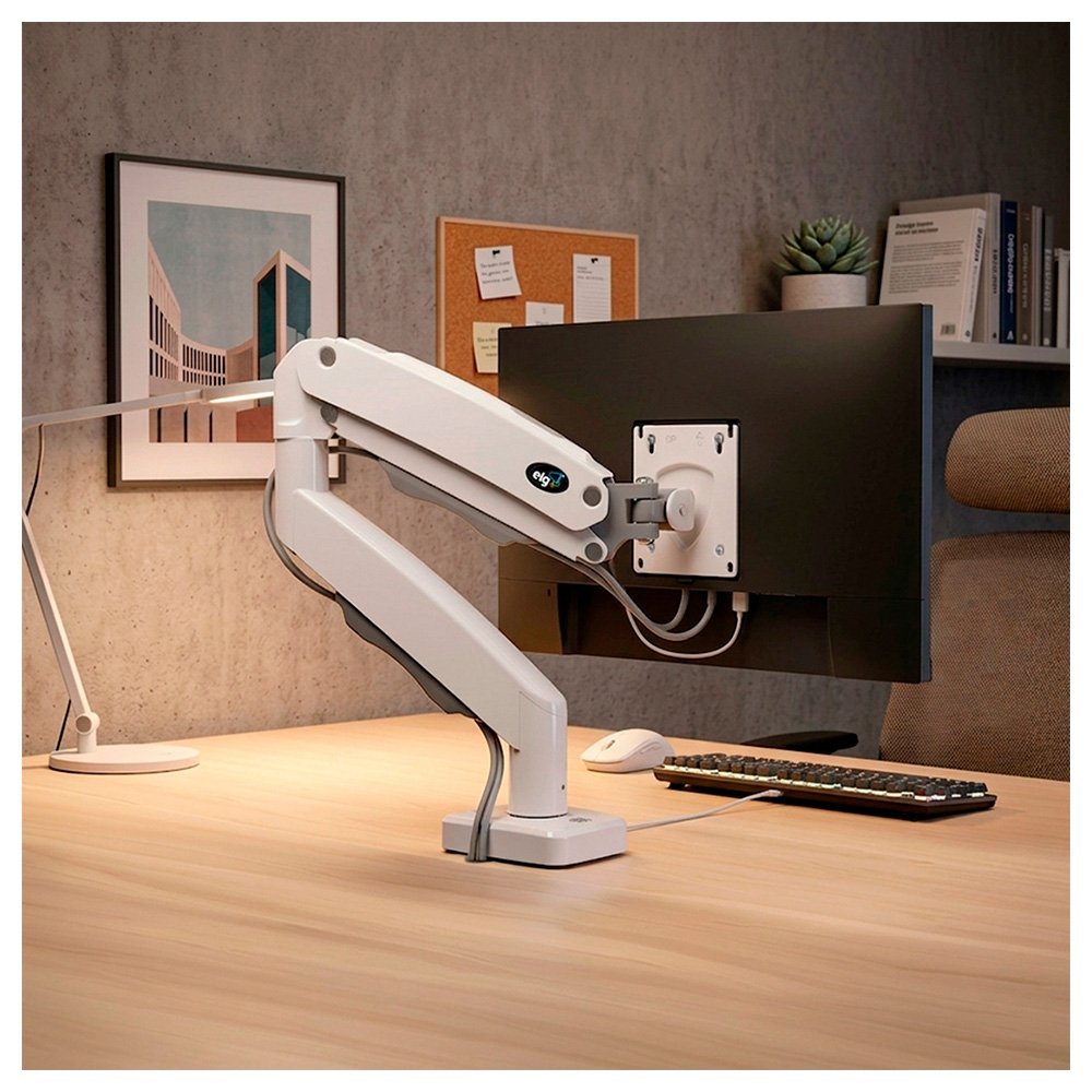 Imagem 9 de 12 do produto Suporte de Mesa Articulado para Monitor de 17" a 35" ELG, com Pistão a Gás, Branco - F80W