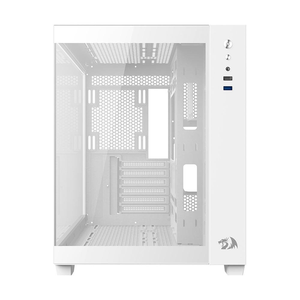 Imagem 3 de 6 do produto Gabinete Gamer Redragon Wideload Lite, Mid Tower, ATX e M-ATX, Lateral e Frontal em Vidro Temperado, Branco - CA-604W