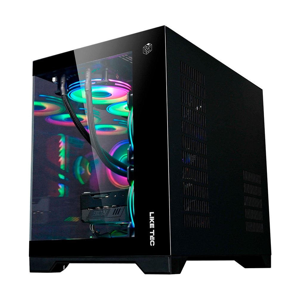 Imagem 3 de 11 do produto Gabinete Gamer Liketec MAD Rock Black, Mini Tower, M-ATX, Frente e Lateral em Vidro, 4 Ventoinhas, Preto - LC-CB3X2-MADROCK-2041