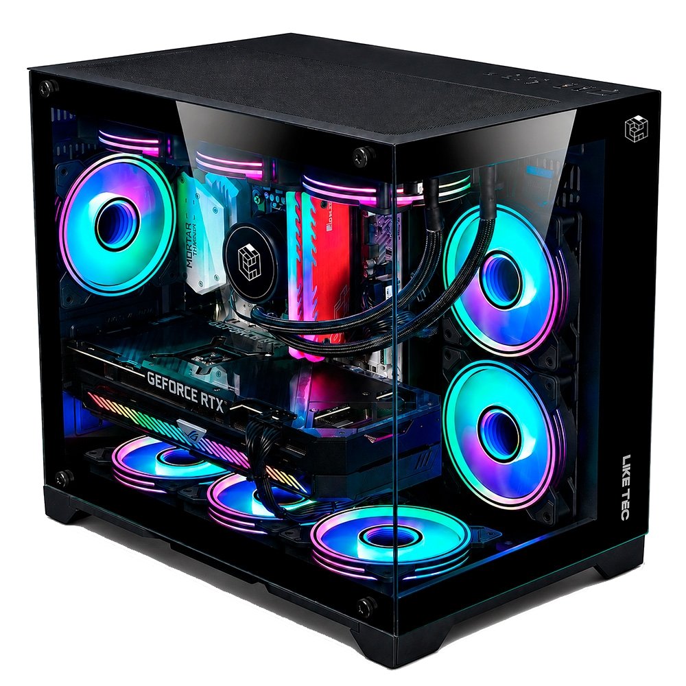 Gabinete Gamer Liketec MAD Rock Black, Mini Tower, M-ATX, Frente e Lateral em Vidro, 4 Ventoinhas, Preto - LC-CB3X2-MADROCK-2041