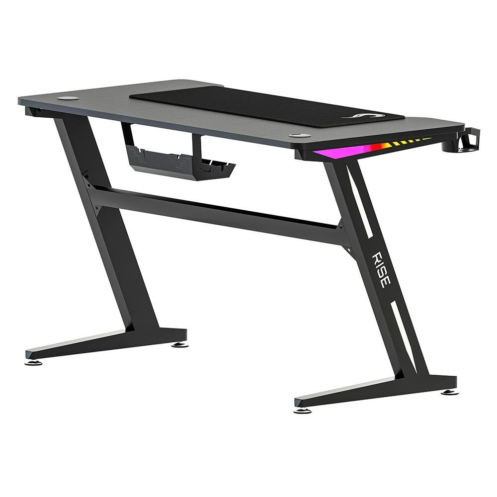 Imagem 3 de 9 do produto Mesa Gamer RGB Rise Mode Desk 08, Suporte para Copos, Suporte para Headset, Preto - RM-TB-08-BK