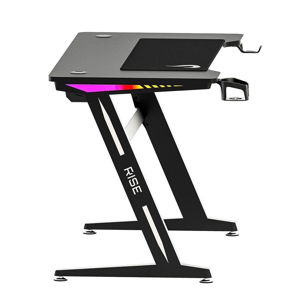 Imagem 4 de 9 do produto Mesa Gamer RGB Rise Mode Desk 08, Suporte para Copos, Suporte para Headset, Preto - RM-TB-08-BK
