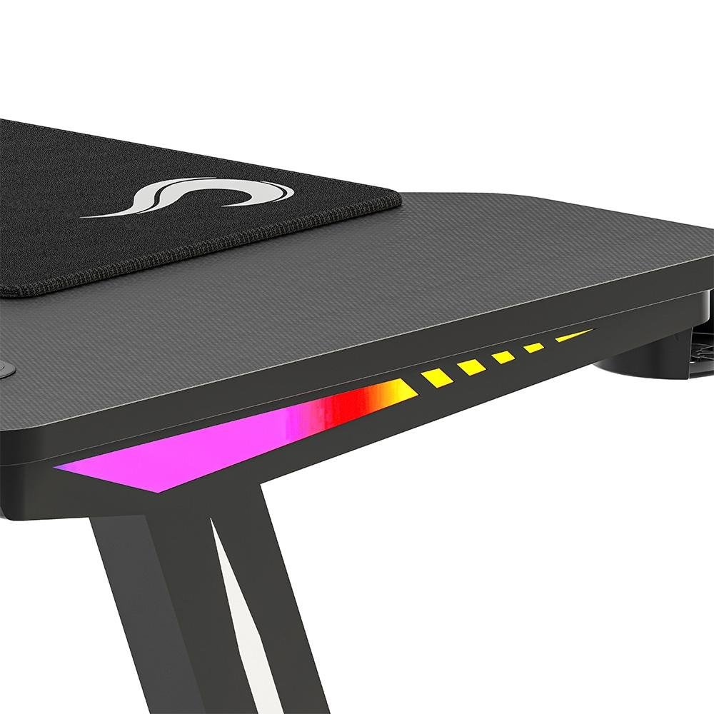 Imagem 6 de 9 do produto Mesa Gamer RGB Rise Mode Desk 08, Suporte para Copos, Suporte para Headset, Preto - RM-TB-08-BK