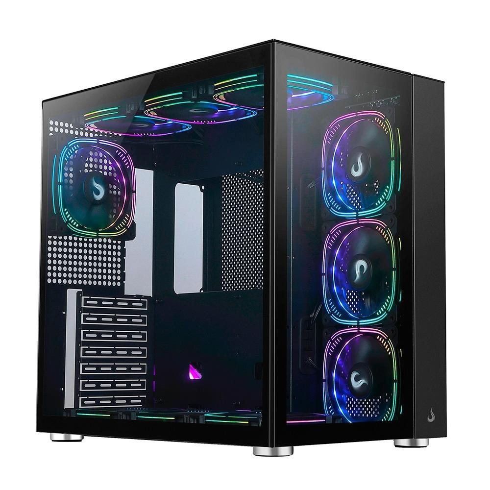 Gabinete Gamer Rise Mode Galaxy Glass Standard, Mid Tower, ARGB, ATX, Lateral e Frente em Vidro, 10x Cooler Fan, Preto - RM-GA-GGSB-ARGB Gabinete Gamer Rise Mode Galaxy Glass Standard, Mid Tower, ARGB, ATX, Lateral e Frente em Vidro, 10x Cooler Fan, Preto - RM-GA-GGSB-ARGB