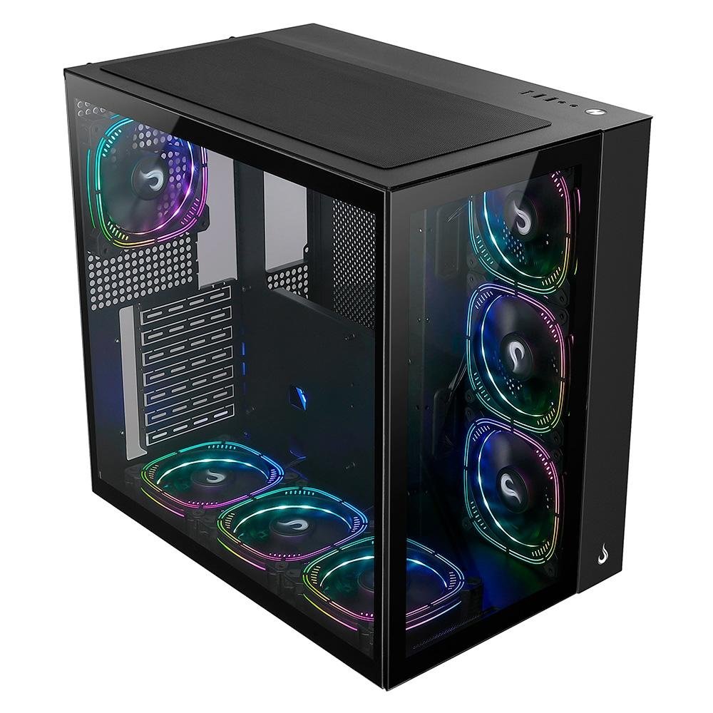 Gabinete Gamer Rise Mode Galaxy Glass Standard, Mid Tower, ARGB, ATX, Lateral e Frente em Vidro, 10x Cooler Fan, Preto - RM-GA-GGSB-ARGB Gabinete Gamer Rise Mode Galaxy Glass Standard, Mid Tower, ARGB, ATX, Lateral e Frente em Vidro, 10x Cooler Fan, Preto - RM-GA-GGSB-ARGB