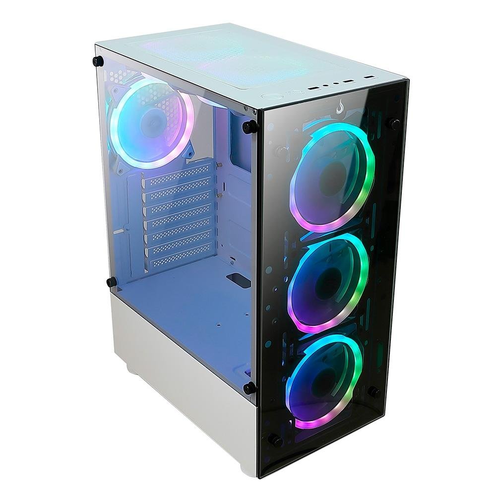 Gabinete Gamer Rise Mode Glass 06x, Mid Tower, ARGB, ATX, Lateral e Frente em Vidro, 6x Fans, Branco - RM-CA-06XW-ARGB - view 6