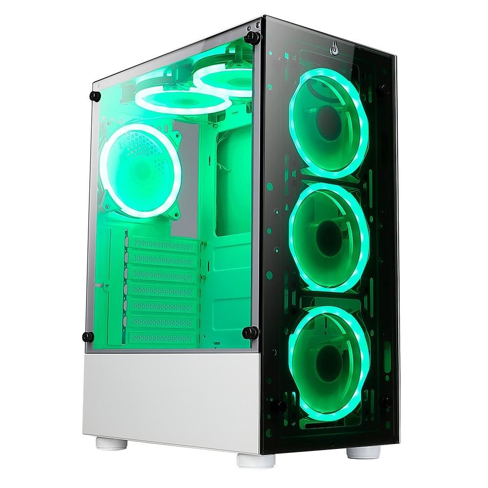 Gabinete Gamer Rise Mode Glass 06x, Mid Tower, ARGB, ATX, Lateral e Frente em Vidro, 6x Fans, Branco - RM-CA-06XW-ARGB - view 5