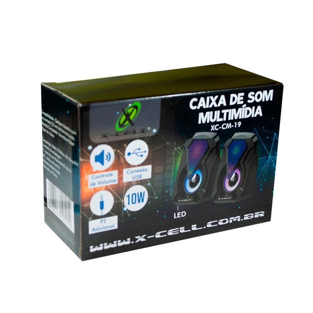 Imagem 2 de 2 do produto Caixa de Som X-Cell XC-CM-19 Multimidia, LED, 10W, Preto - XC-CM-19