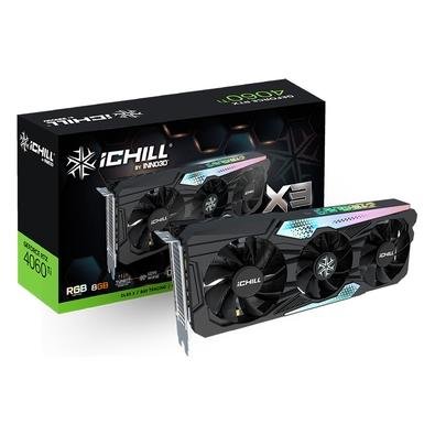  RTX 4060 Ti Inno3D iChill X3 NVIDIA GeForce, 8Gb GDDR6, RGB, DLSS, Ray Tracing, G-Sync - C406T3-08D6X-17113389