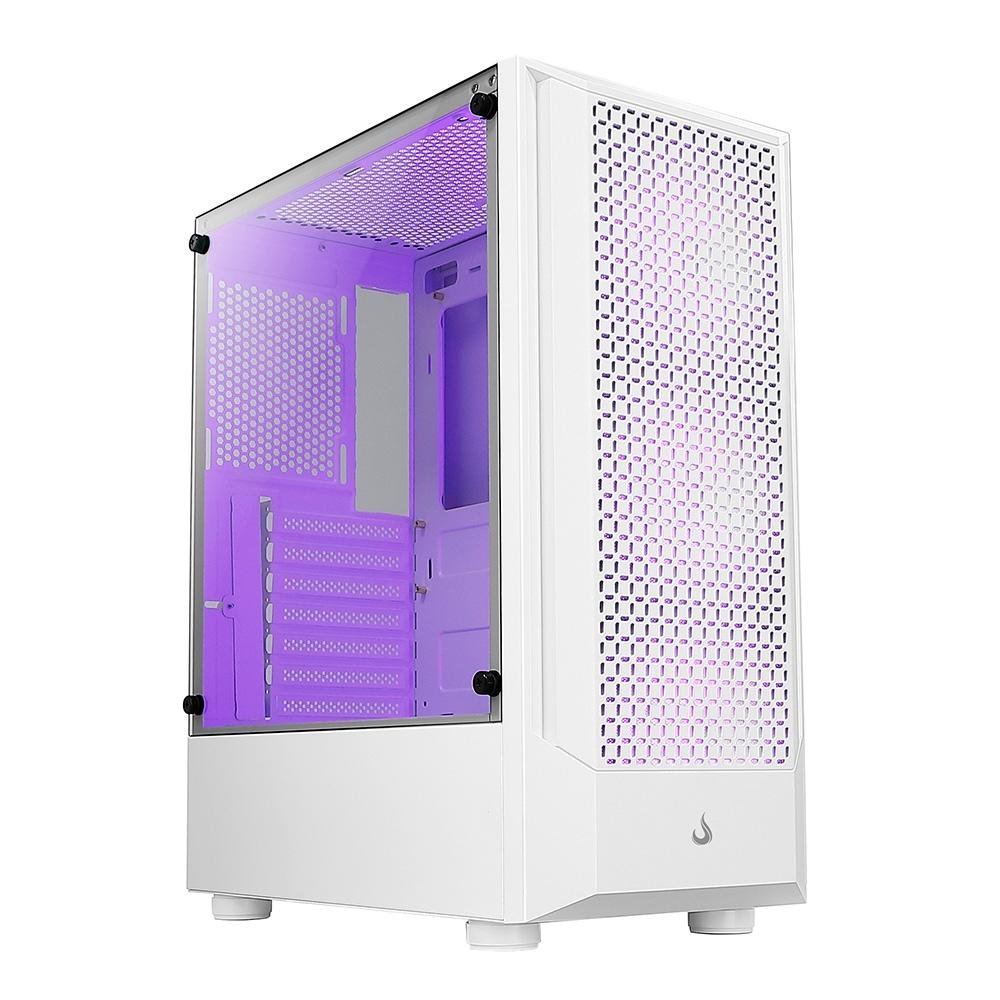 Imagem 2 de 11 do produto Gabinete Gamer Rise Mode Wave White, Mid Tower, Lateral em Vidro Fumê, ARGB, ATX, 3 Cooler Fan ARGB, Branco - RM-WA-BW-ARGB