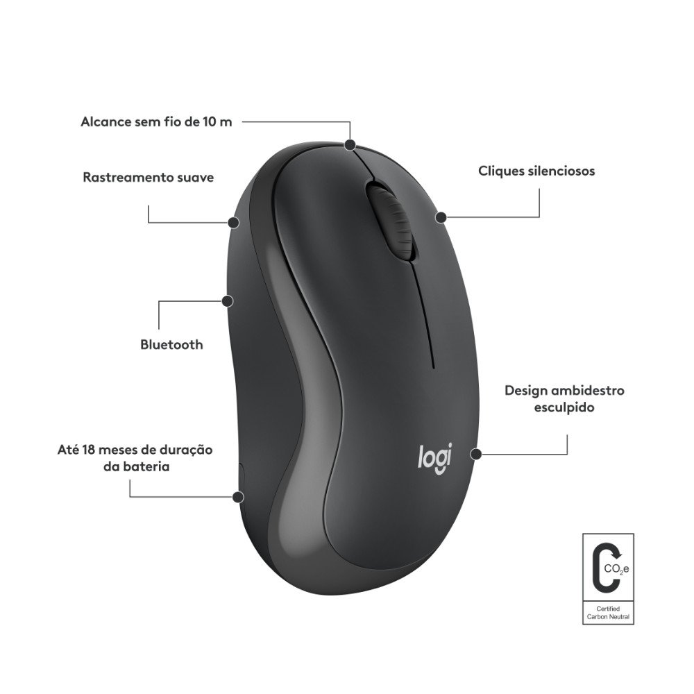Mouse Sem Fio ( Balão.info) M240, Bluetooth, Clique Silencioso, Design Ambidestro Compacto, Grafite - 910-( Balão.info - foto 7