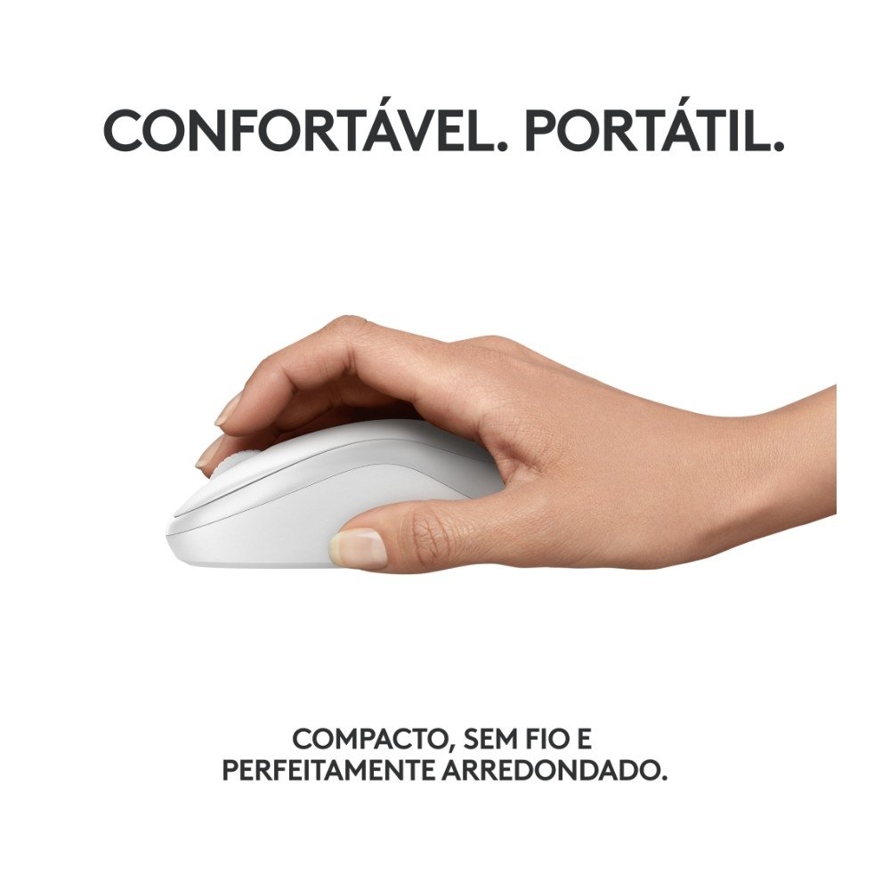Imagem 5 de 8 do produto Mouse Sem Fio Logitech M240, Bluetooth, Clique Silencioso, Design Ambidestro Compacto, Branco - 910-007116