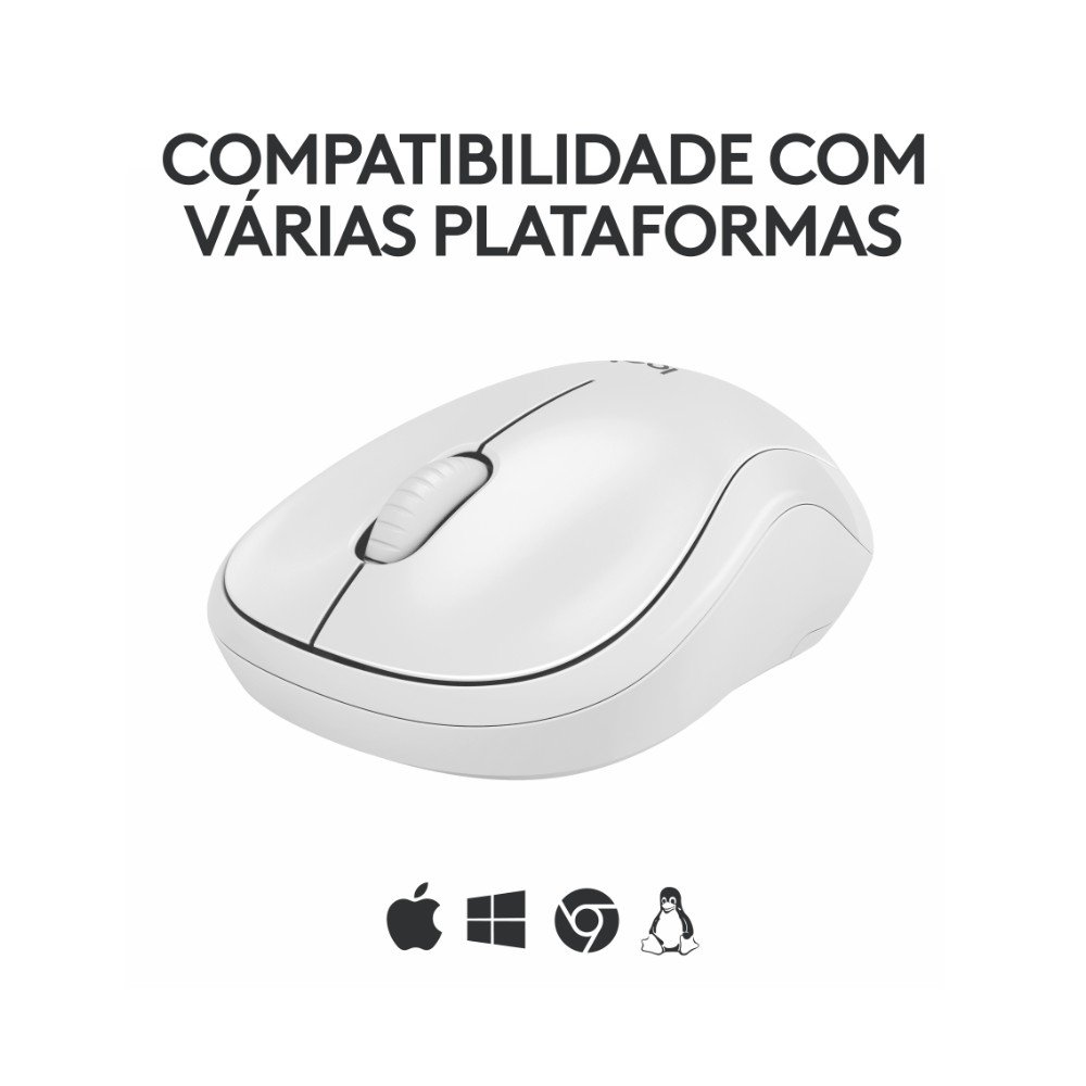 Imagem 6 de 8 do produto Mouse Sem Fio Logitech M240, Bluetooth, Clique Silencioso, Design Ambidestro Compacto, Branco - 910-007116