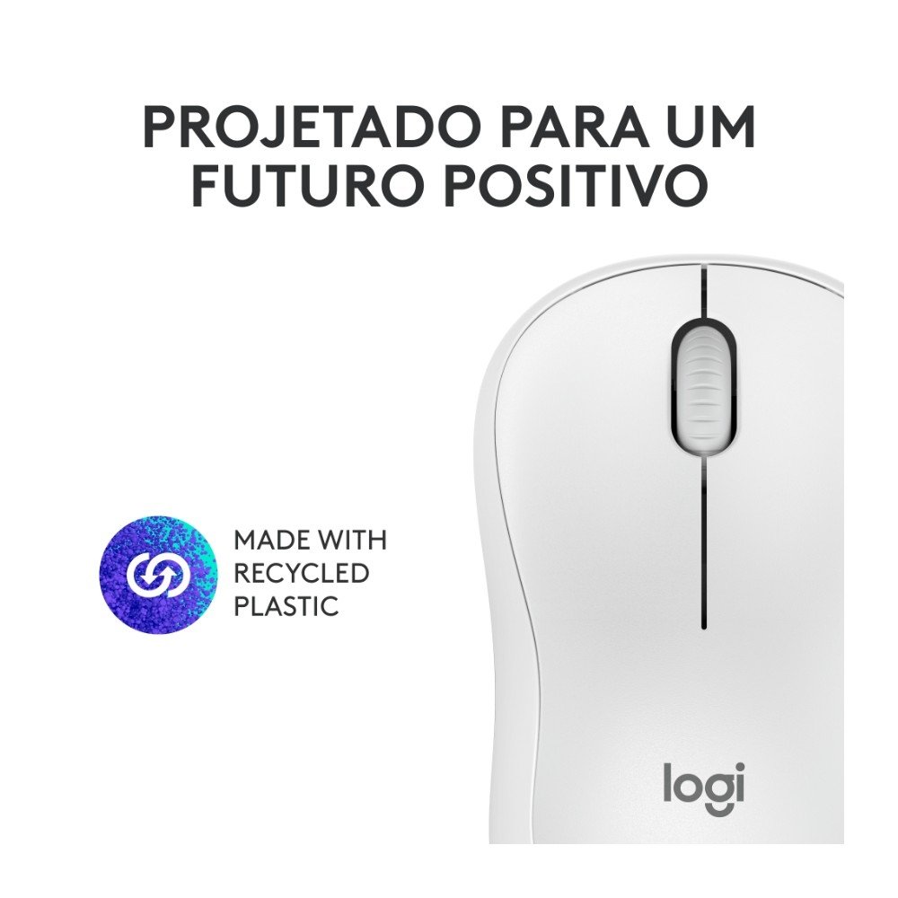 Imagem 8 de 8 do produto Mouse Sem Fio Logitech M240, Bluetooth, Clique Silencioso, Design Ambidestro Compacto, Branco - 910-007116