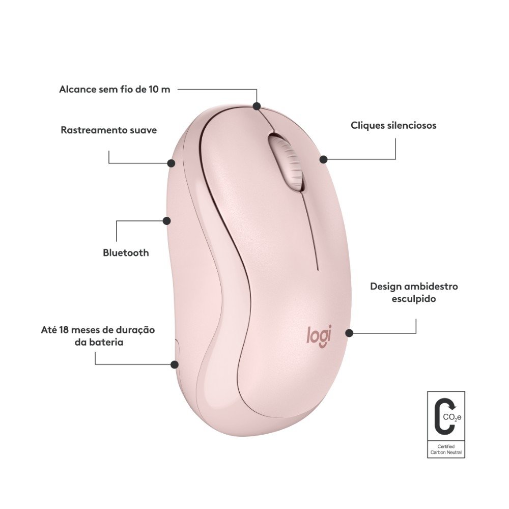 Mouse Sem Fio ( Balão.info) M240, Bluetooth, Clique Silencioso, Design Ambidestro Compacto, Rosa - 910-( Balão.info - foto 7