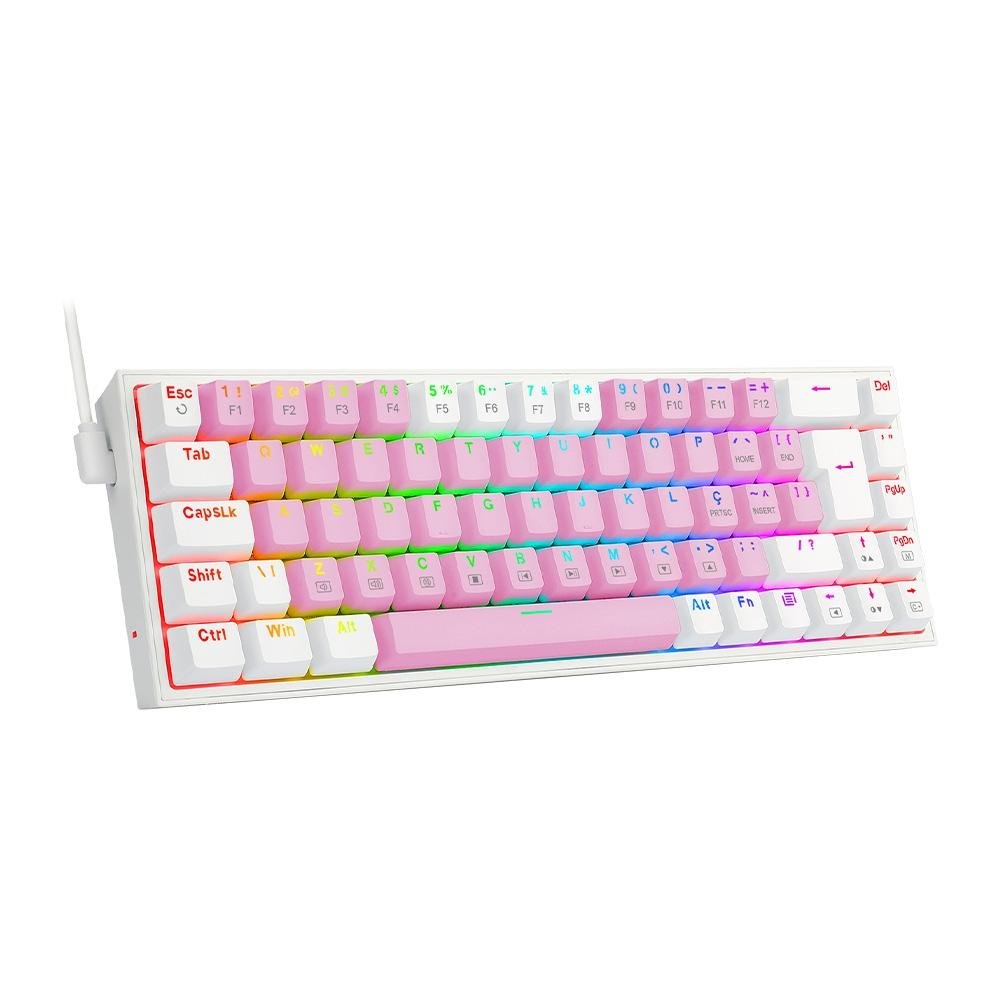 Teclado Mecânico Gamer ( Balão.info) Castor, RGB, Switch Brown, ( Balão.info), Rosa e Branco - K631PW-RGB (PT-BROWN - foto 3