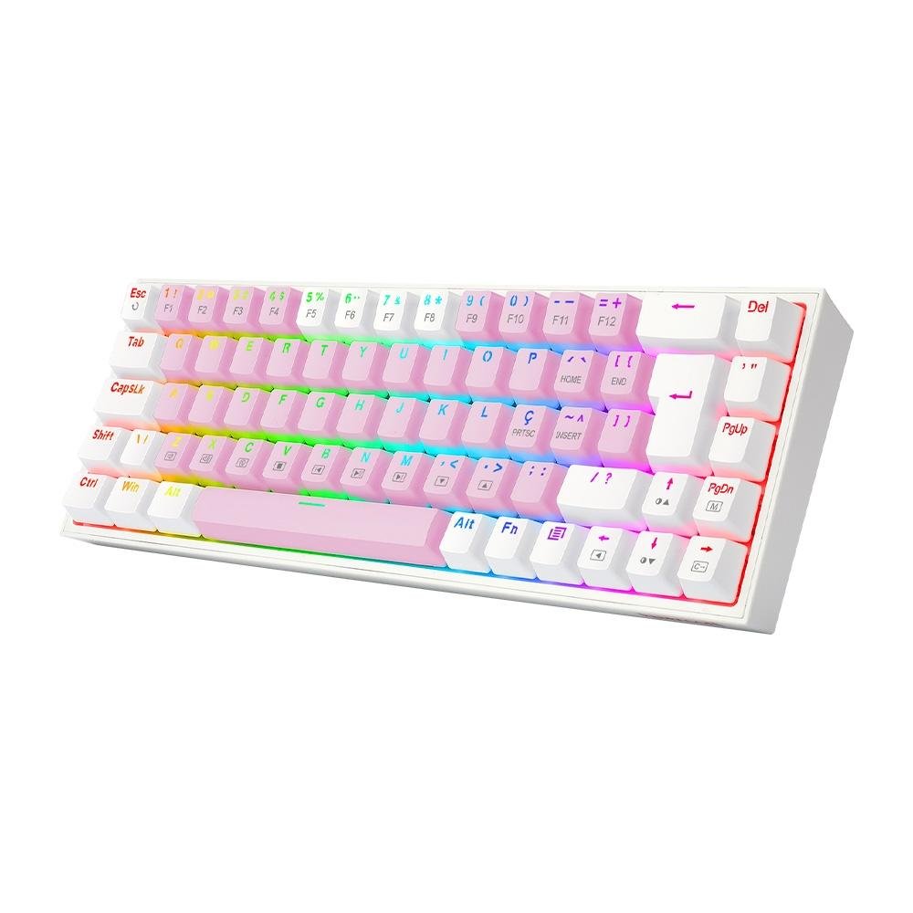 Teclado Mecânico Gamer ( Balão.info) Castor, RGB, Switch Brown, ( Balão.info), Rosa e Branco - K631PW-RGB (PT-BROWN - foto 2