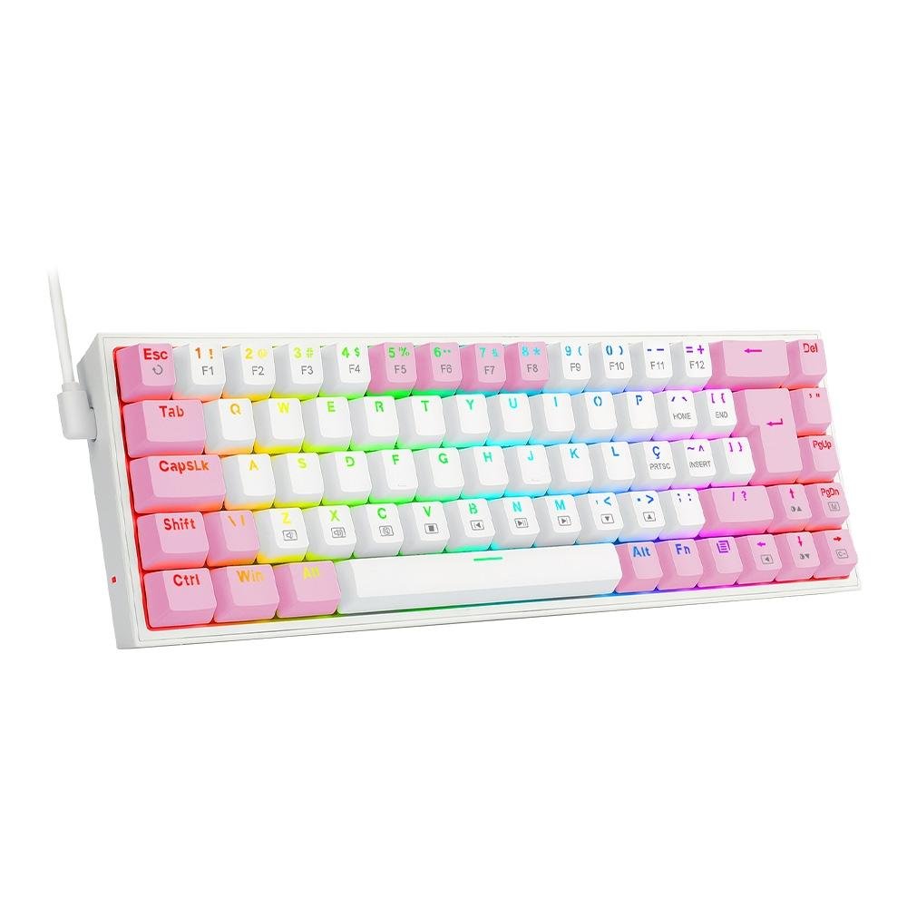 Teclado Mecânico Gamer ( Balão.info) Castor, RGB, Switch Brown, ( Balão.info), Branco e Rosa - K631WP-RGB (PT-BROWN - foto 3