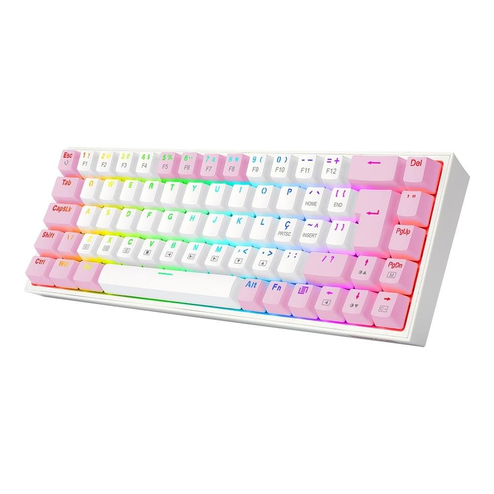 Teclado Mecânico Gamer ( Balão.info) Castor, RGB, Switch Blue, ( Balão.info), Branco e Rosa - K631WP-RGB (PT-BLUE - foto 2