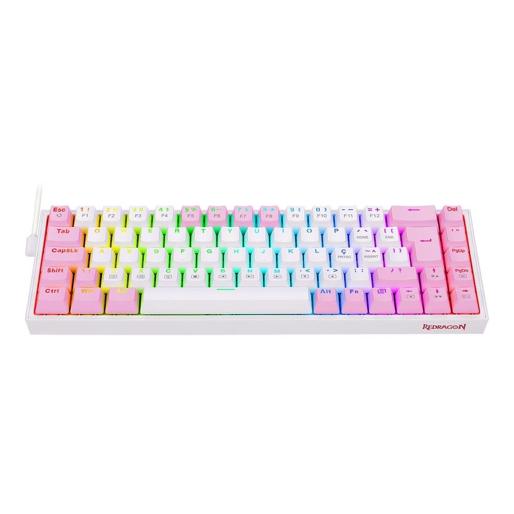 Teclado Mecânico Gamer ( Balão.info) Castor, RGB, Switch Blue, ( Balão.info), Branco e Rosa - K631WP-RGB (PT-BLUE - foto 7