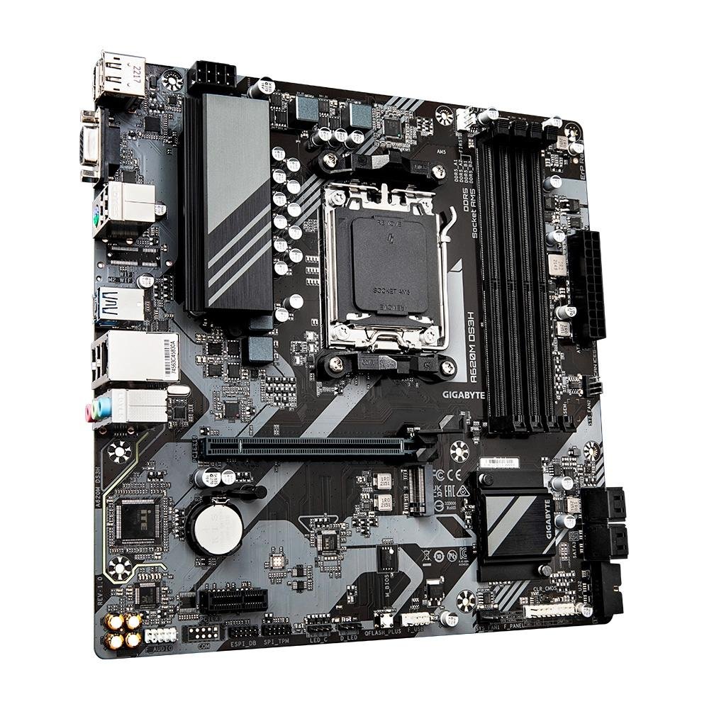 Imagem 2 de 5 do produto Placa-Mãe Gigabyte A620M DS3H, AMD AM5, mATX, DDR5, RGB, Preto - A620M DS3H