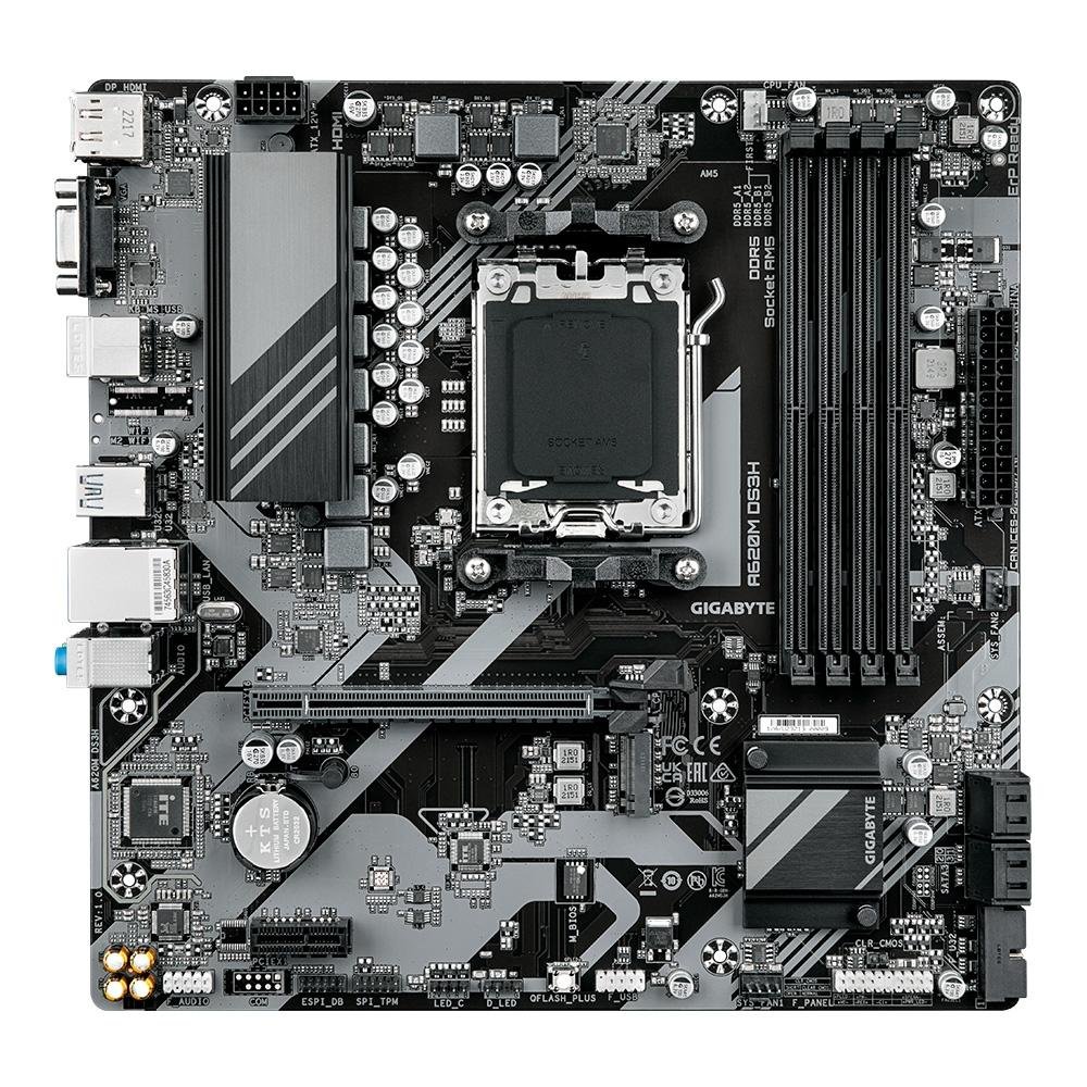 Placa-Mãe Gigabyte A620M DS3H, AMD AM5, mATX, DDR5, RGB, Preto - A620M DS3H 4
