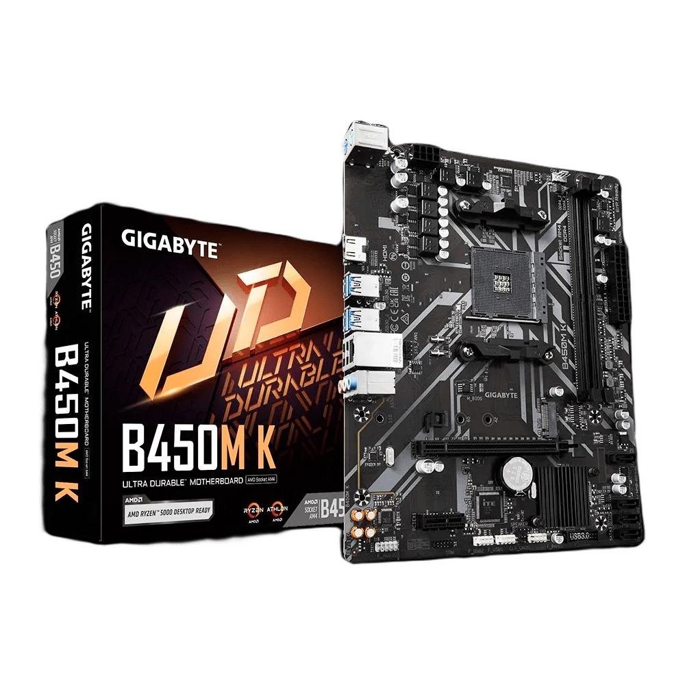 Placa-Mãe Gigabyte B450M K, AMD AM4, mATX, DDR4, Preto - B450M K Placa-Mãe Gigabyte B450M K, AMD AM4, mATX, DDR4, Preto - B450M K