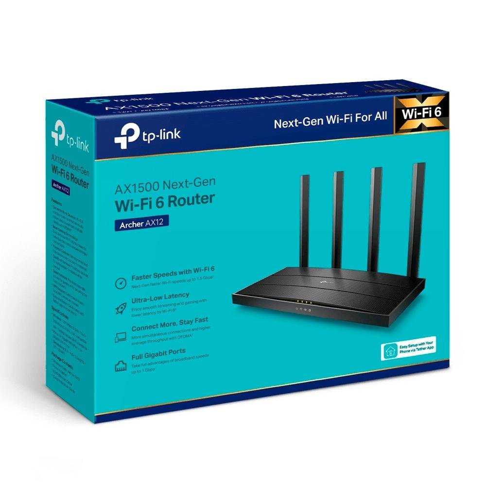 Roteador TP-Link Archer AX12 AX1500 Wi-Fi, 1201Mbps, Dual Band, 4 Antenas - Archer AX12(BR) - view 8