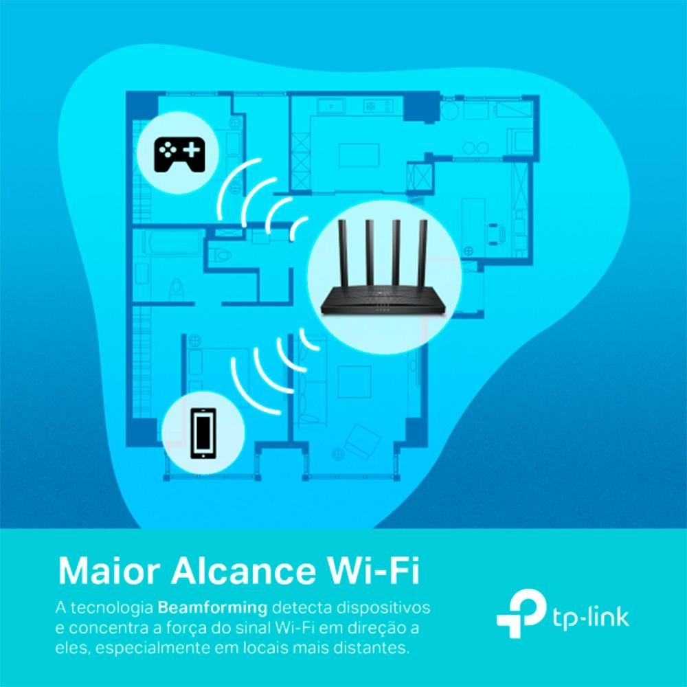 Roteador TP-Link Archer AX12 AX1500 Wi-Fi, 1201Mbps, Dual Band, 4 Antenas - Archer AX12(BR) - view 6
