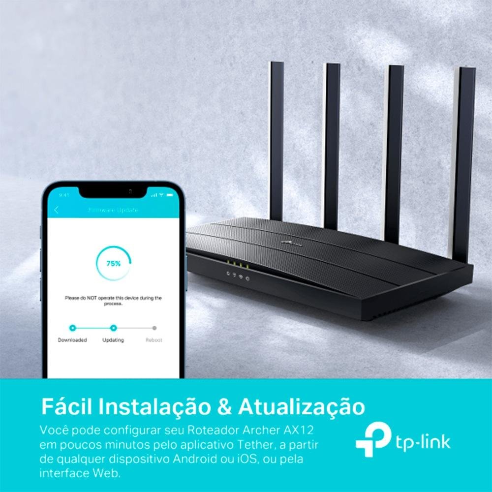 Roteador TP-Link Archer AX12 AX1500 Wi-Fi, 1201Mbps, Dual Band, 4 Antenas - Archer AX12(BR) - view 5