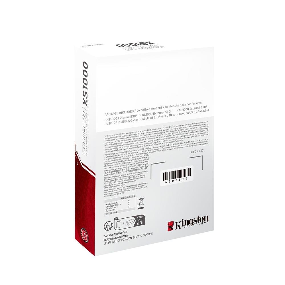SSD Externo Kingston XS1000, 1TB, USB 3.2 Gen 2x2, Portátil, Leitura: 1050 MB/s, Gravação: 1050 MB/s, Preto - SXS1000/1000G