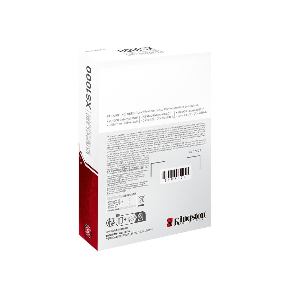SSD Externo Kingston XS1000, 2TB, USB 3.2 Gen 2x2, Portátil, Leitura: 1050 MB/s, Gravação: 1050 MB/s, Preto - SXS1000/2000G - view 4