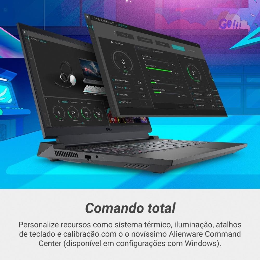 Notebook Gamer Dell G15 Intel Core i5-13450HX, 16GB RAM, GeForce RTX 4050 6GB, SSD 512GB, 15.6 Full HD 120Hz, Windows 11, Preto - G15-i1300-A40P Notebook Gamer Dell G15 Intel Core i5-13450HX, 16GB RAM, GeForce RTX 4050 6GB, SSD 512GB, 15.6 Full HD 120Hz, Windows 11, Preto - G15-i1300-A40P