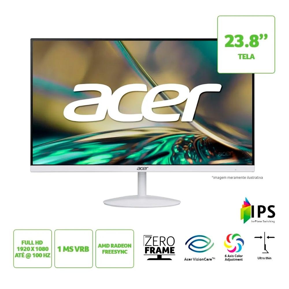 Monitor Acer Pro, 23.8, 100Hz, 1ms, IPS | KaBuM!