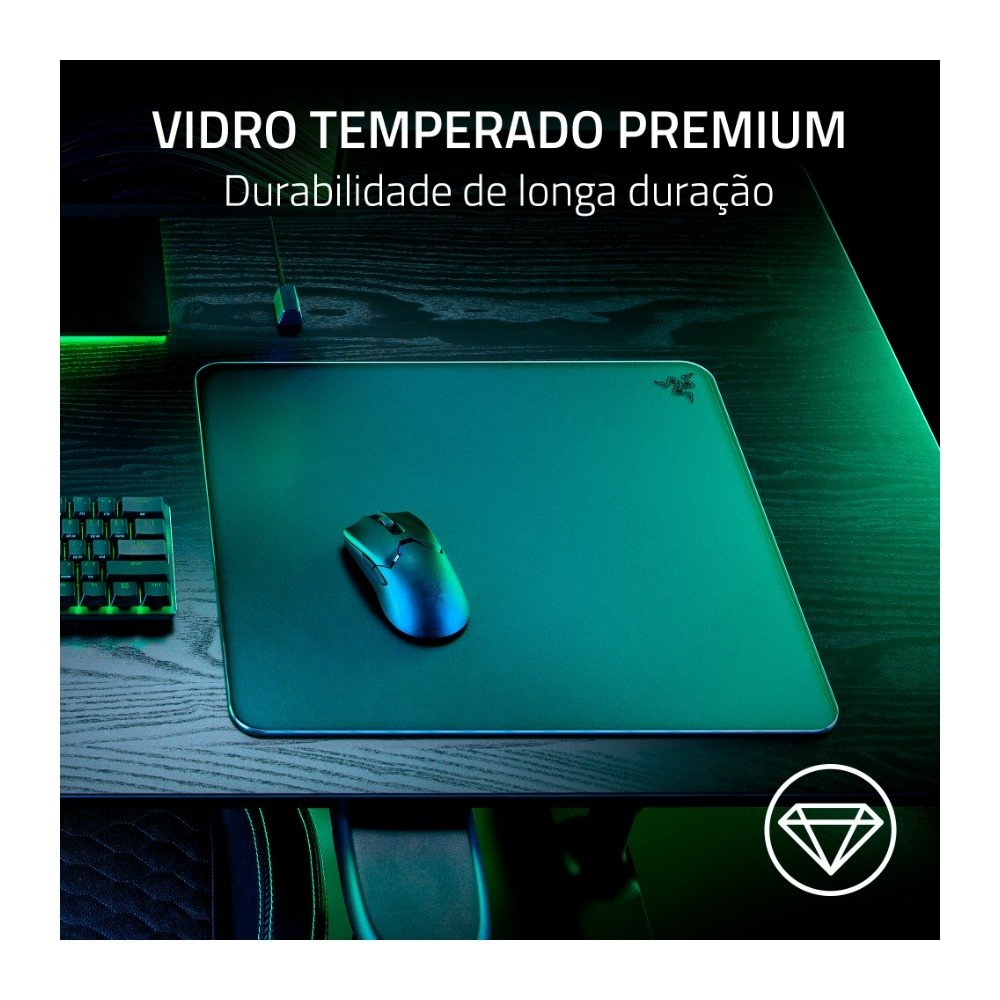 Imagem 2 de 5 do produto Mousepad Gamer Razer Atlas, Vidro Temperado, Superfície Ultralisa, Base Antiderrapante, 450x400, Preto - RZ02-04890100