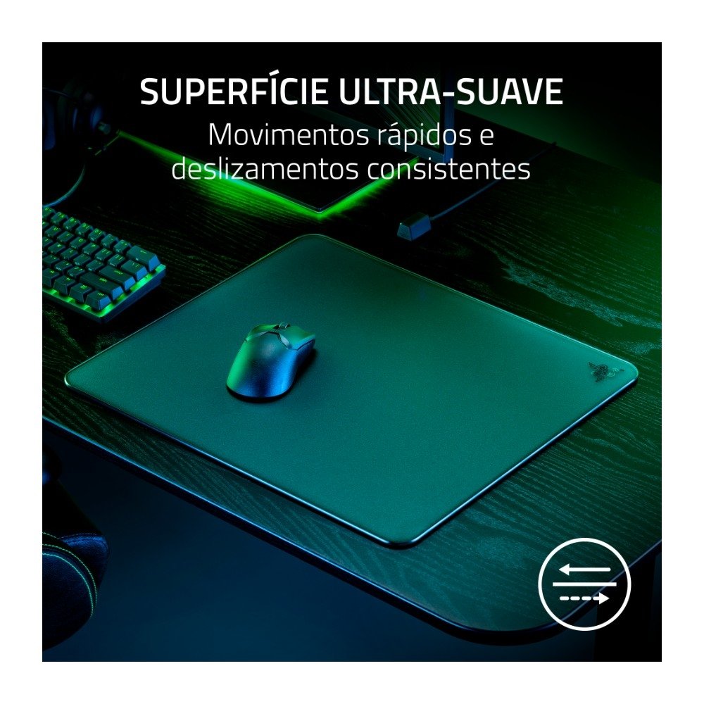 Imagem 3 de 5 do produto Mousepad Gamer Razer Atlas, Vidro Temperado, Superfície Ultralisa, Base Antiderrapante, 450x400, Preto - RZ02-04890100