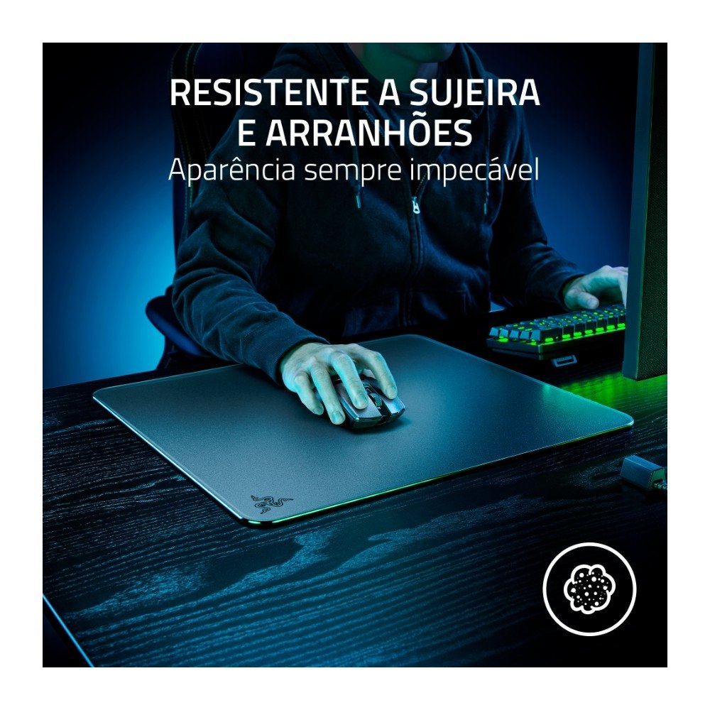 Imagem 5 de 5 do produto Mousepad Gamer Razer Atlas, Vidro Temperado, Superfície Ultralisa, Base Antiderrapante, 450x400, Preto - RZ02-04890100