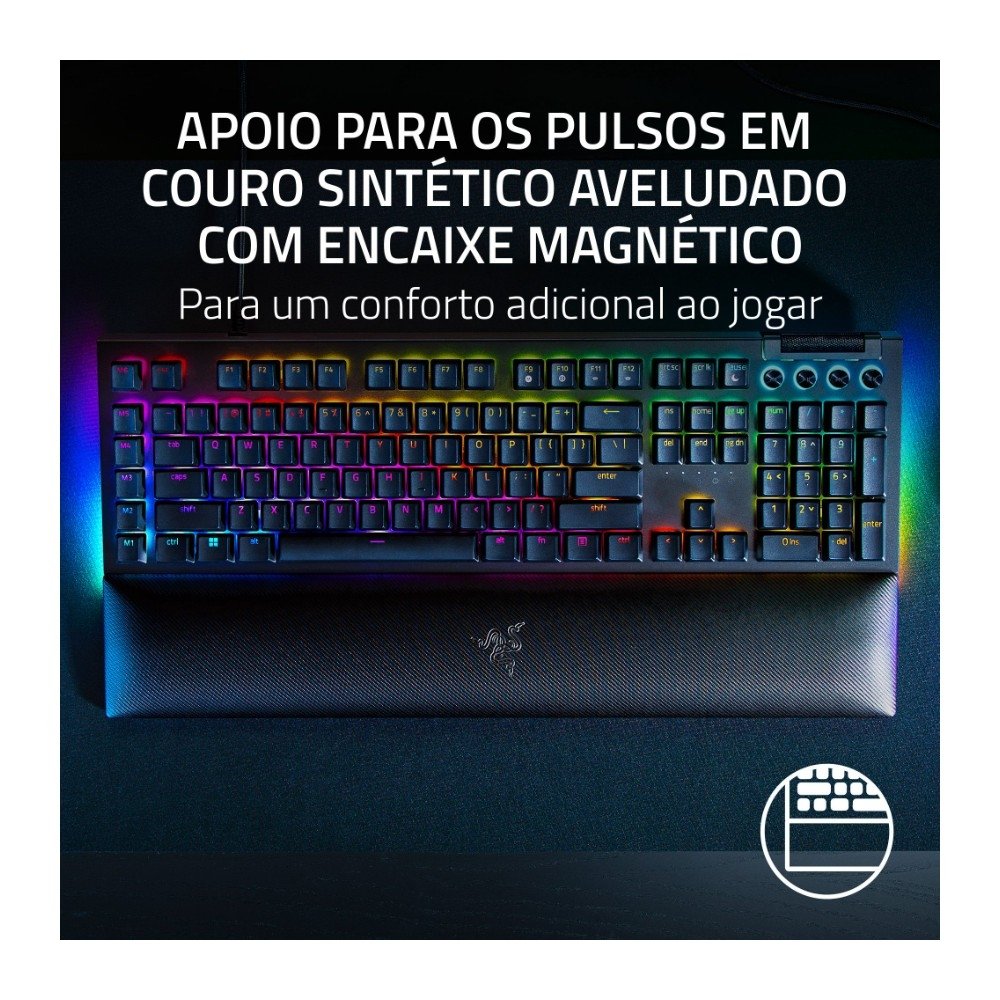 Imagem 5 de 5 do produto Teclado Gamer Mecânico Razer BlackWidow V4, RGB Chroma, Switches Green, Layout US - RZ03-04690200