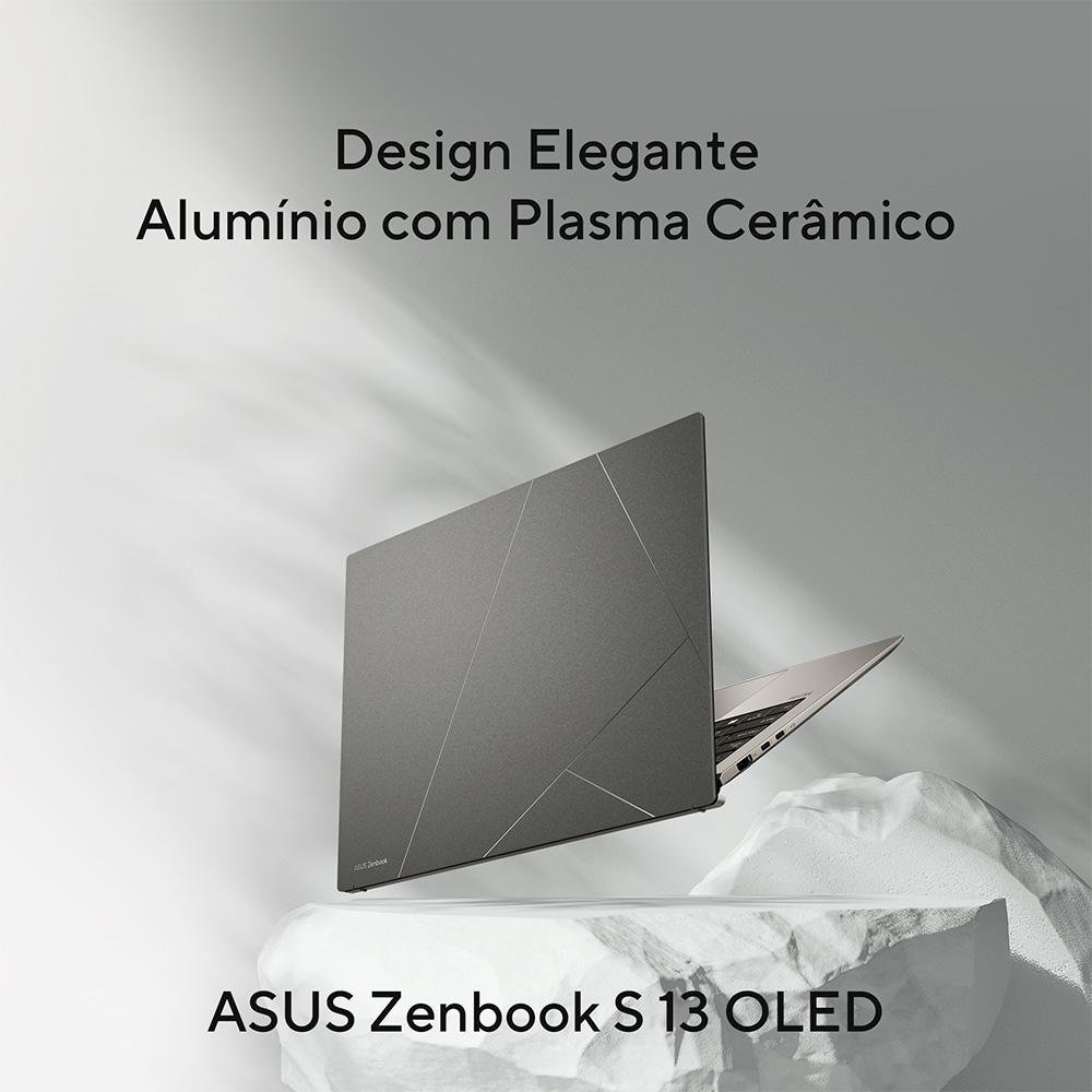 Notebook ASUS Zenbook S 13 OLED, Intel Core I7-1355U EVO, 16GB RAM, SSD 1 TB, 13.3" OLED 2,8K, Win 11, Cinza - UX5304VA-NQ271W Notebook ASUS Zenbook S 13 OLED, Intel Core I7-1355U EVO, 16GB RAM, SSD 1 TB, 13.3" OLED 2,8K, Win 11, Cinza - UX5304VA-NQ271W