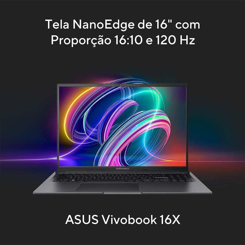 Imagem 4 de 16 do produto Notebook Gamer ASUS Vivobook 16X Intel Core I5-12450H, 8GB, SSD 512GB, 16", RTX 2050, Win 11, Preto - K3605ZF-N1198W