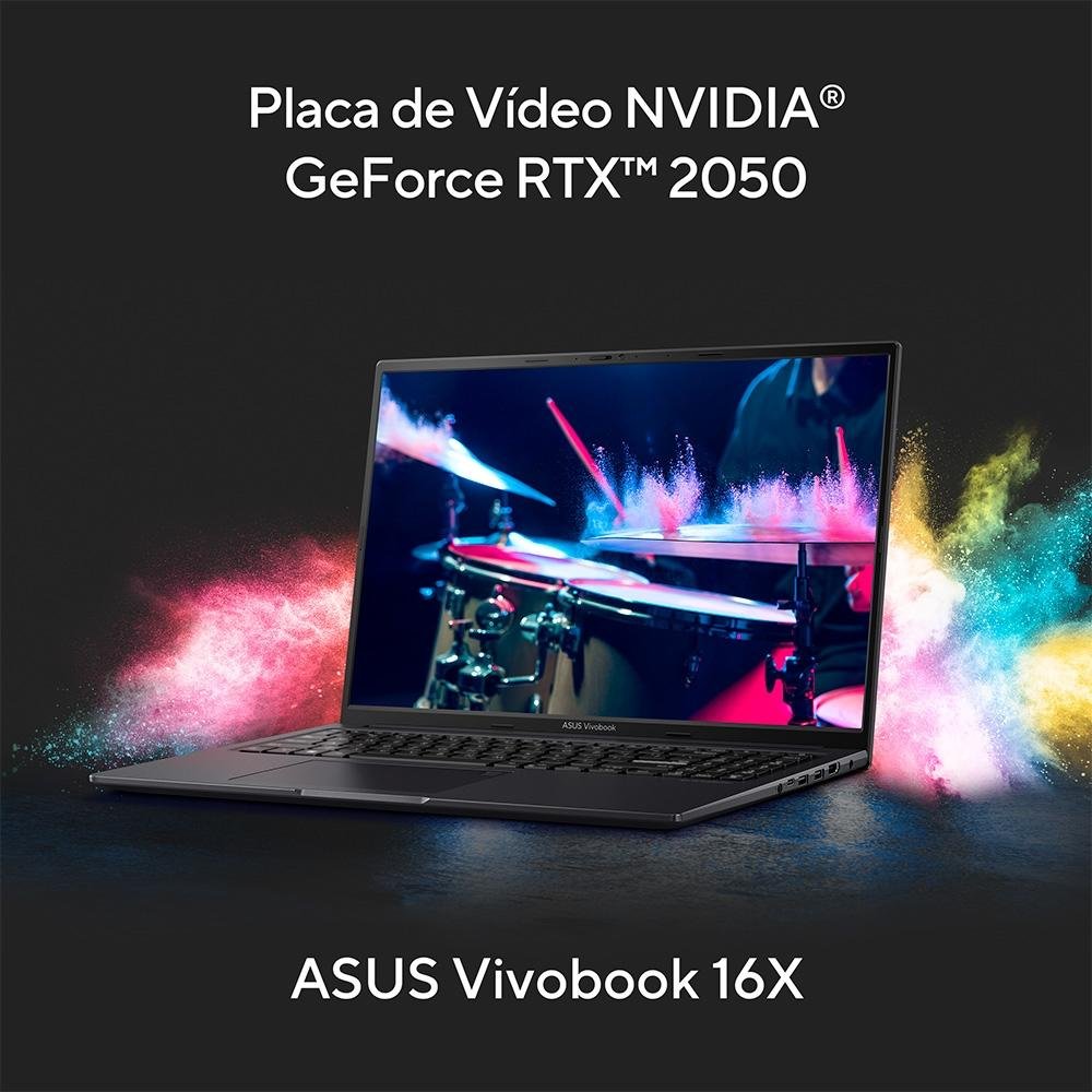 Imagem 3 de 16 do produto Notebook Gamer ASUS Vivobook 16X Intel Core I5-12450H, 8GB, SSD 512GB, 16", RTX 2050, Win 11, Preto - K3605ZF-N1198W