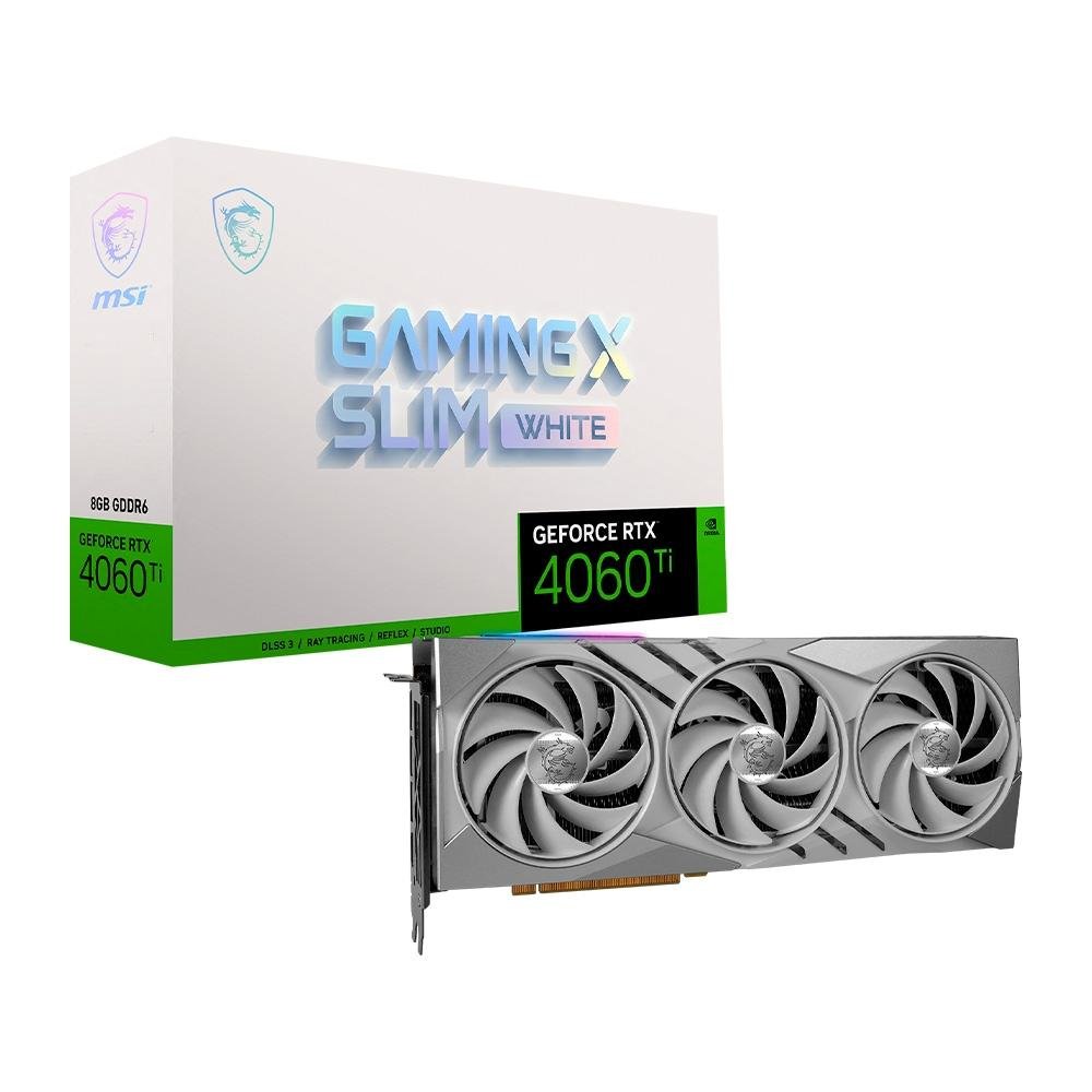 Placa de Vídeo RTX 4060 TI Gaming X Slim White 16G MSI NVIDIA GeForce, DLSS, Ray Tracing, G-Sync